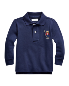 Camiseta Polo Manga Longa Azul Marinho Polo Bear RALPH LAUREN - Bebê Menino