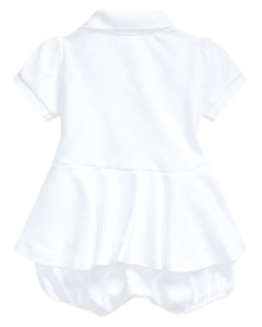 Romper Vestido Polo Branco RALPH LAUREN - Bebê Menina - Baby Bens Importados | Roupas Infantis de Qualidade