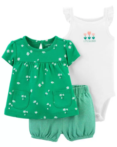 Conjunto 3 Peças Verde CARTER'S - Bebê Menina