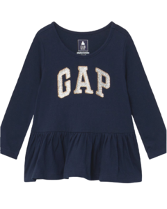 Bata Manga Longa Azul Marinho GAP - Toddler Girl (2 a 7 Anos)