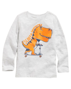 Camiseta Manga Longa Cinza Dinossauro OLD NAVY - Toddler Boy (2 a 7 Anos) na internet