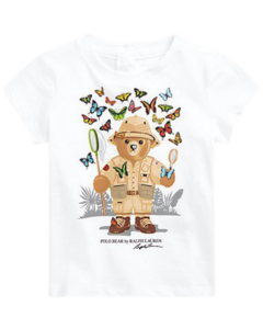 Camiseta Branca Polo Bear Butterfly Hunting RALPH LAUREN - Bebê Menina