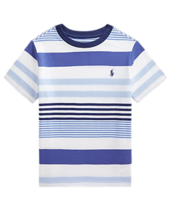 Camiseta Branca Listrada Azul RALPH LAUREN - Menino