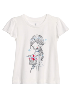 Camiseta Branca Girl Bike GAP - Toddler Girl (2 a 7 Anos)