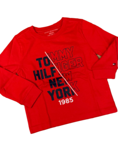 Camiseta Manga Longa Vermelha Estampa TOMMY HILFIGER - Toddler Boy (2 a 7 Anos)