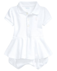 Romper Vestido Polo Branco RALPH LAUREN - Bebê Menina