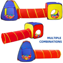 2 Carpas Y Tunel Infantil Autoarmables Psicomotricidad 3x1