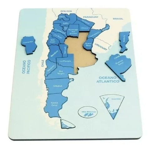 Encastre Rompecabezas Mapa De Argentina En Madera Didáctico