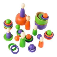 Juego Pegs Mini Pueblada Esferas Aros Personitas Madera - comprar online