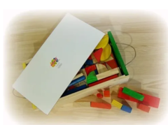 Caja Bloques Construcción Madera Montessori Motricidad Fina - comprar online
