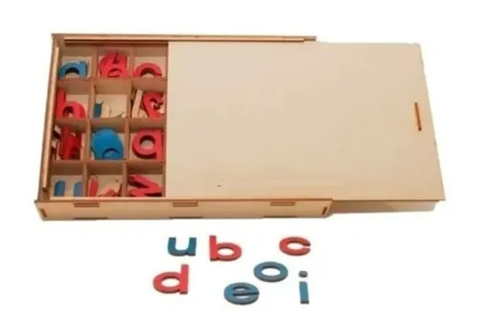 Letras alfabeto móvil pequeño imprenta minúsculas de madera - Montessori