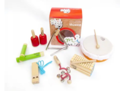 Kit Instrumentos Musicales Percusion Claves Raspador Maracas - comprar online