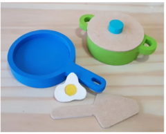 Batería De Cocina Infantil Madera Juego Montessori en internet