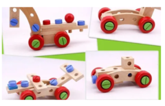 Juego Construccion Autos Madera 31 Pz Vehiculos Motricidad - tienda online