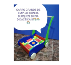 Carro Carrito Caminador De Empuje Madera +36 Bloques Bebes - tienda online