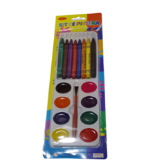 Set De Pintura Crayones Y Acuarela Escolar Manualidades