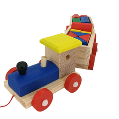 Tren Madera Locomotora 2 Vagones+20 Bloques Didáctico Niños - comprar online