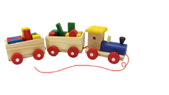 Tren Madera Locomotora 2 Vagones+20 Bloques Didáctico Niños