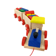 Tren Madera Locomotora 2 Vagones+20 Bloques Didáctico Niños en internet