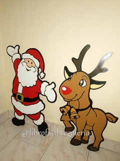 PAPA NOEL /RENO NAVIDAD 60CM PINTADO