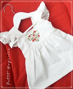 Vestido de tusor con bordado artesanal Corazon floral - Petit Magnolia bebés