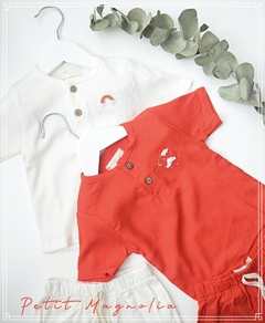 Conjunto de lino camisa bordada a mano y short en internet