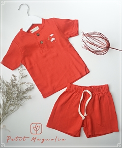 Conjunto de lino camisa bordada a mano y short - tienda online