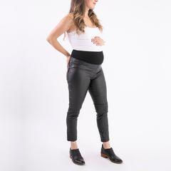 Pantalón engomado negro para futura mamá con faja Broome - comprar online