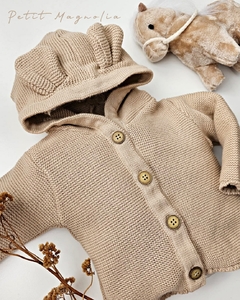 Cardigan saquito tejido en hilo de algodón con capucha Osito - comprar online