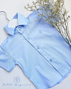 Camisa manga corta Celeste - Petit Magnolia bebés