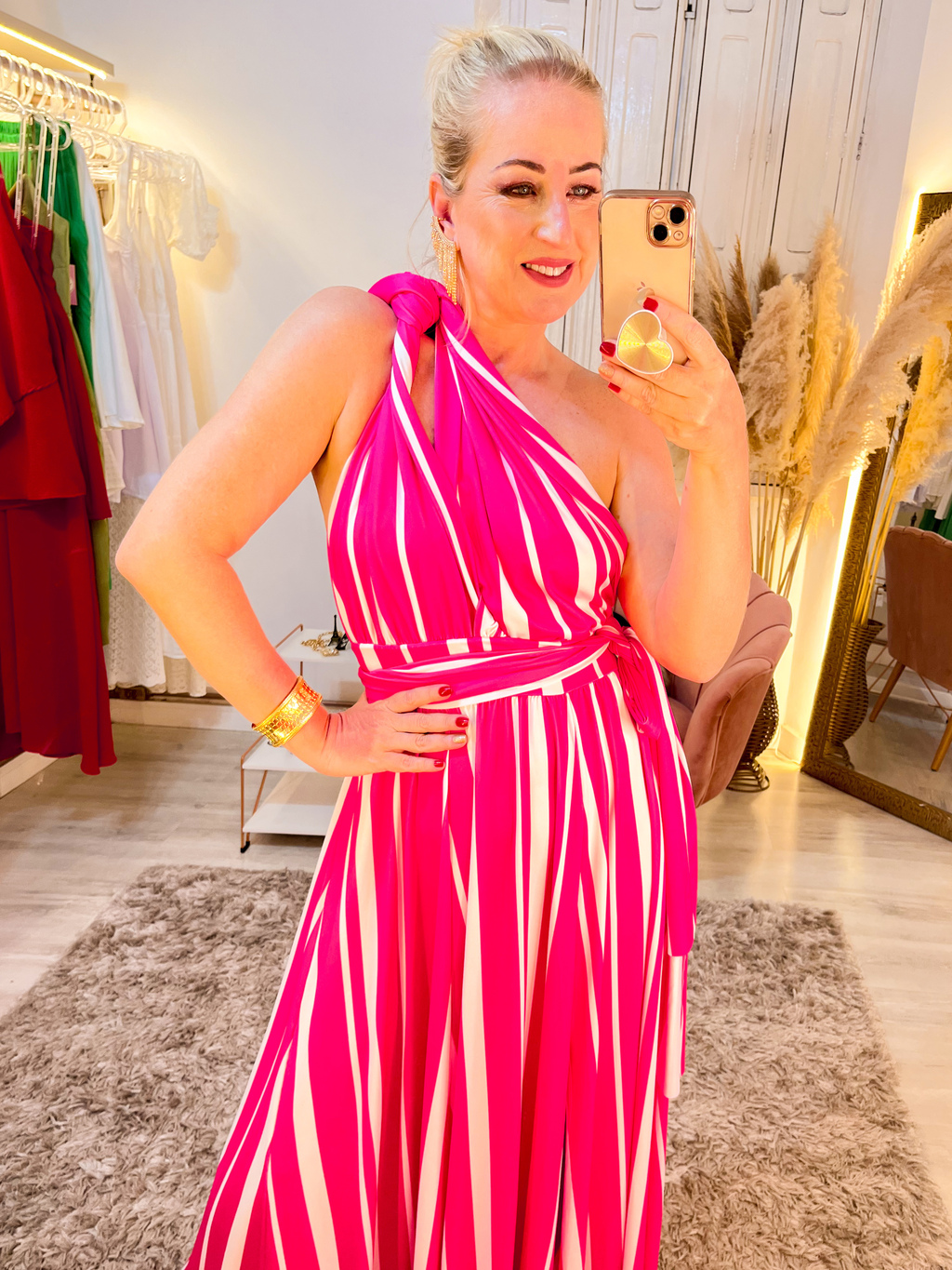 vestido midi pink - a partir de R$170,48