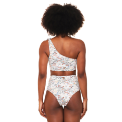 Hot pants laço eco (Floral branco) - Alma Marinha