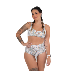 Imagem do Hot pants laço eco (Floral branco)