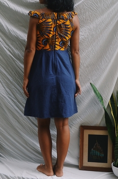 Vestido Azul Estampa Africana - comprar online