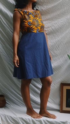 Vestido Azul Estampa Africana