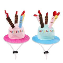 Chapéu Bolo de Aniversário com velinhas (Happy Birthday) | Acessório de Festa de aniversário Pets - Criativa Ponto de Negócios