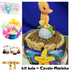 Kit Bolo de Aniversário Pet | Cavalo Marinho |3 itens + 2 brindes (Nr. 18)