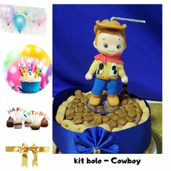 Kit Bolo de Aniversário Pet | Cowboy |3 itens + 2 brindes (Nr. 23)