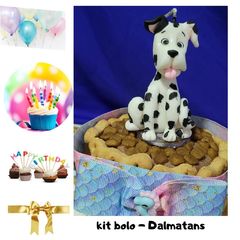 Kit 01 Bolo de Aniversário Pet | Dalmatan | 3 itens + 2 brindes (Nr.07)