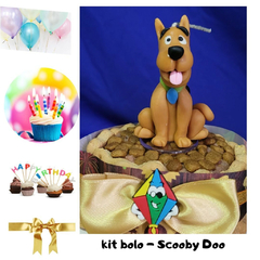 Kit 01 Bolo de Aniversário Pet | Scooby Doo | 3 itens + 2 brindes (Nr.06)