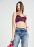 Top Cropped Com Zíper Paetê Rosa Dark Colcci 460101309