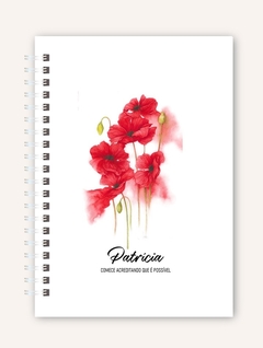 CADERNO PEQUENO - FLOR VERMELHA