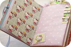 Caderno artesanal Hello Kitty - Casinha de Pano