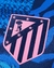 Emblema da camisa do Atlético de Madrid III 24/25, com fundo azul e detalhes em rosa.