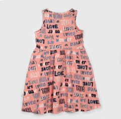 Vestido Elian Infantil  Lettering Rosa/Azul