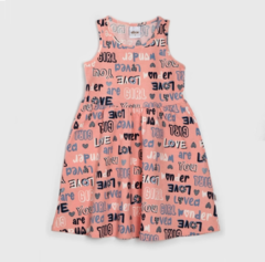 Vestido Elian Infantil  Lettering Rosa/Azul