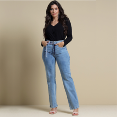 Calça Jeans Feminina Reta C/Cinto By Unna