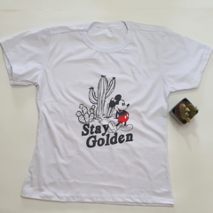 Camiseta T-shirt Feminina Stay Golden na internet