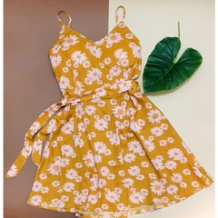 Vestido curto de alça estampado Floral com cinto verão - J.A DRESS WELL - Moda Masculina e Feminina Confortável