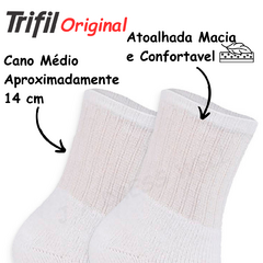 Meia Esportiva Kit 6 Pares Atoalhada Juvenil Trifil Masculina e Feminina - J.A DRESS WELL - Moda Masculina e Feminina Confortável